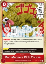 Card art for Bad Manners Kick Course (OP04-016_r1)