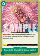 Card art for Because the Side of Justice Will Be Whichever Side Wins!! (OP05-037_p1)