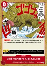 Card art for Bad Manners Kick Course (OP04-016)