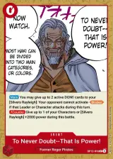 Card art for To Never Doubt--That Is Power! (OP12-016)