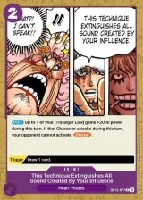 Card art for The &quot;Extinguishes All Sound Created by Your Influence&quot; Technique (OP12-077)