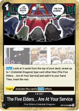 Card art for The Five Elders Are at Your Service!!! (OP13-096)