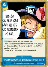 Card art for And No One Else Can Have It! It&#39;s Our Memento of Him (OP15-054)